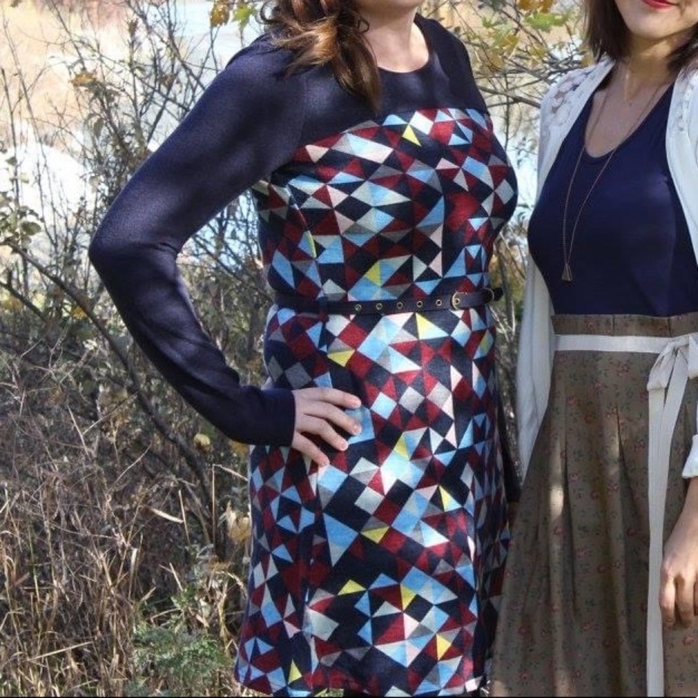 Yumi Scandi Print Belted Dress